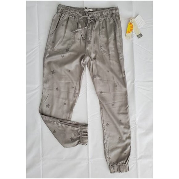 NWTC&C California Gray Star Ankle Zip Drawstring Waist Jogger Pants Size S - Picture 1 of 8